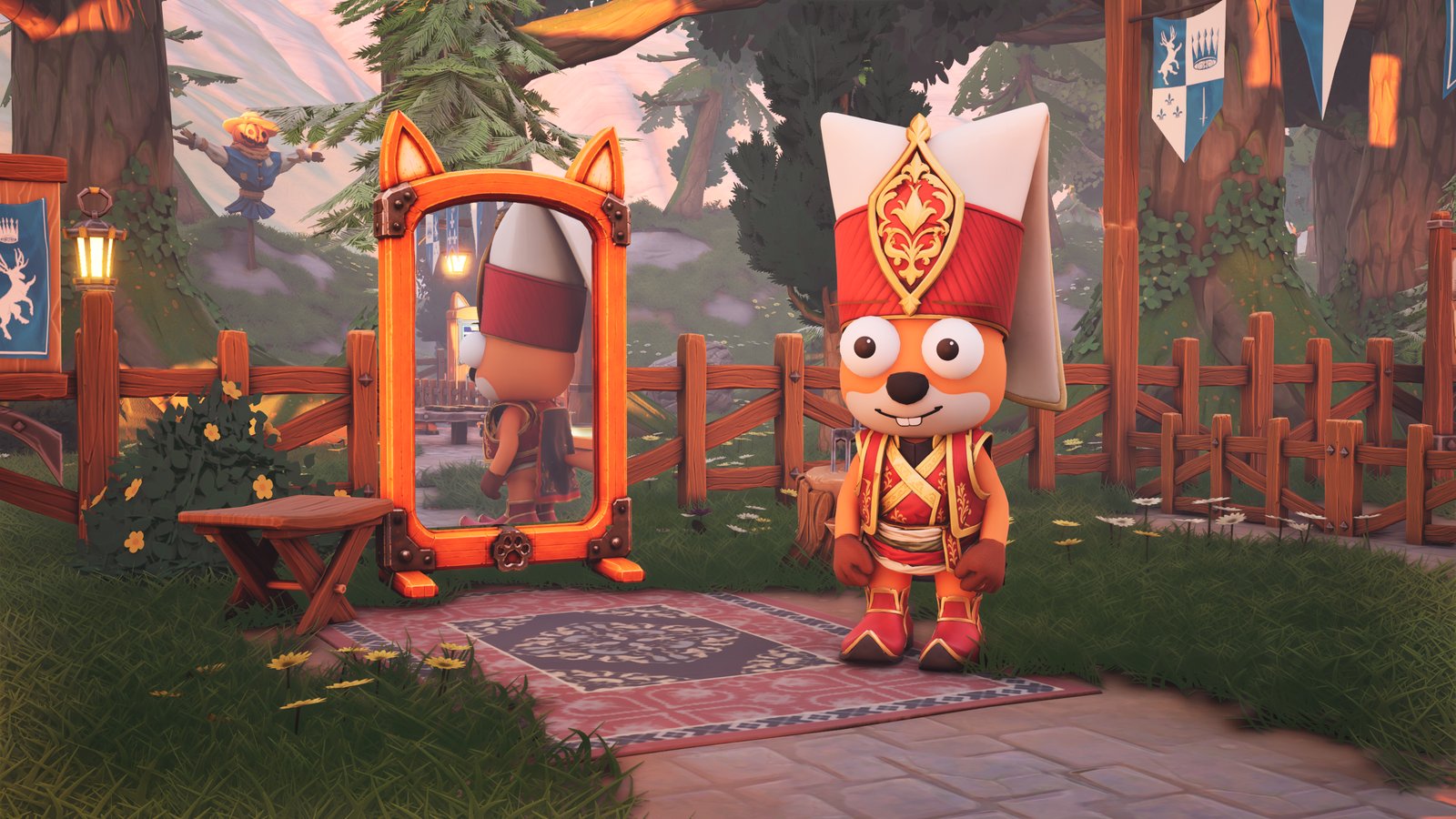 Foxalot screenshot: A fox models an outfit at the mirror
