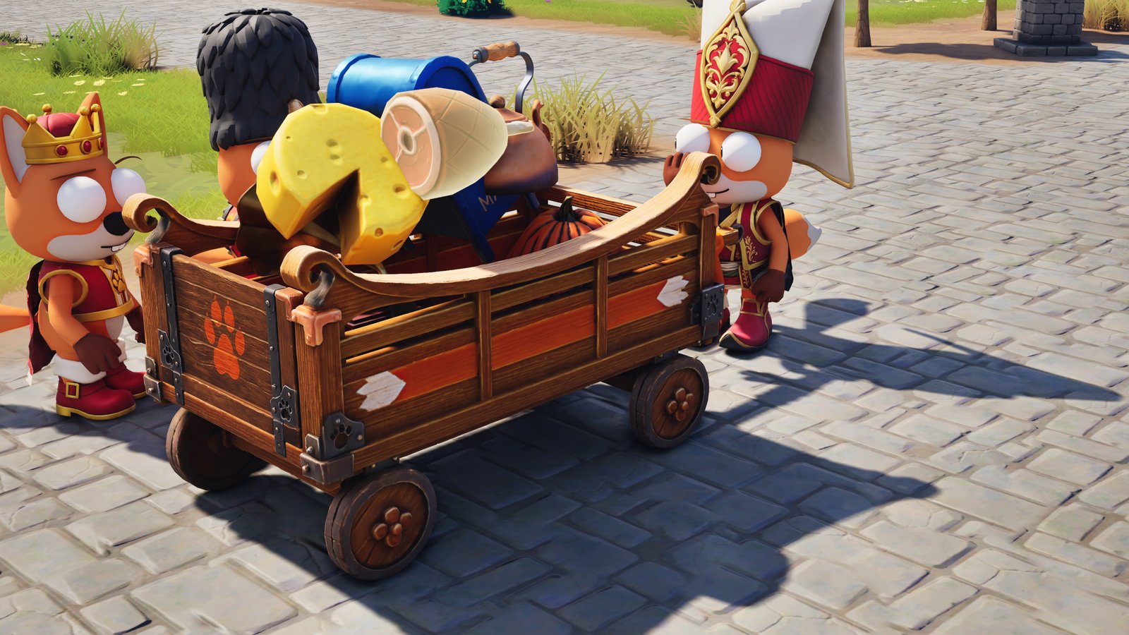 Foxalot screenshot: The loot cart, full of cheese and ham