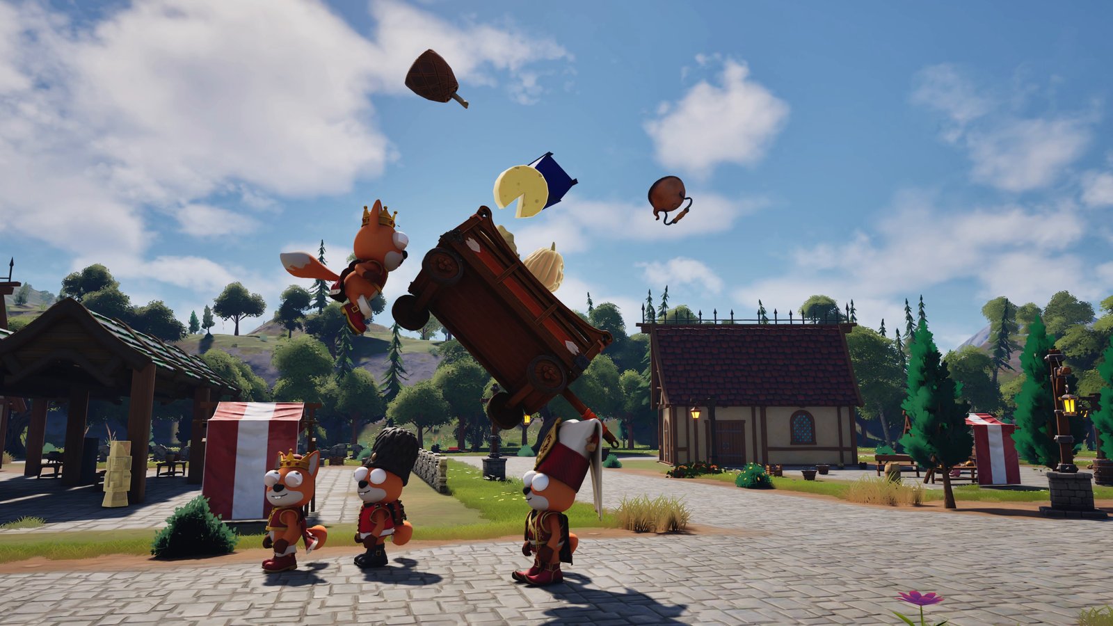 Foxalot screenshot: The cart flips, loot flies everywhere
